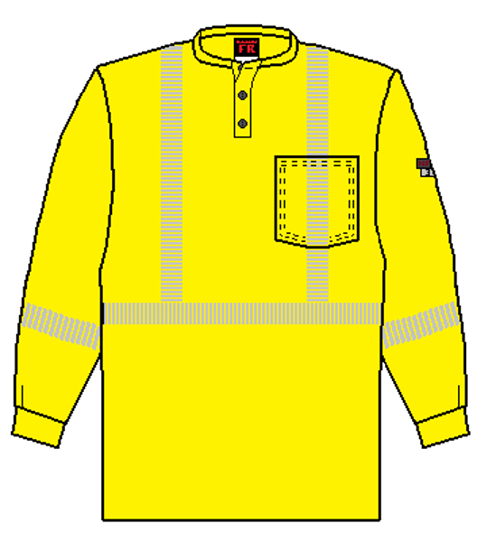 Picture of 74K07HC2 Long Sleeve Henley T-Shirt - 6.95oz PyroSafe Knit, w 3M Scotchlite®