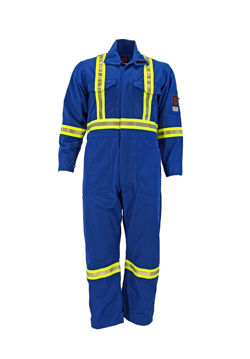 Picture of 8310C1-C - Deluxe Coverall - 6 oz FR Natur Tex®, Unlined with Reflective Trim